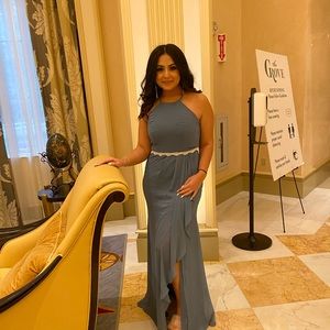 STEEL BLUE BRIDESMAIDS DRESS DAVID’S BRIDAL